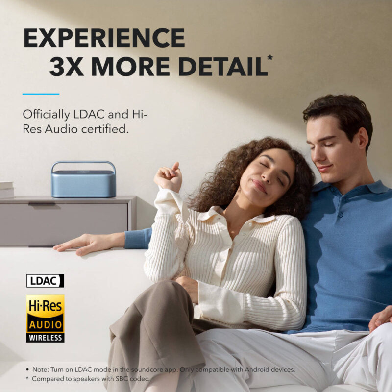 Anker Soundcore Motion X600 Portable Bluetooth Speaker with Wireless Hi-Res Spatial Audio, 50W Power Output, Upward-Firing Driver, 3D Grid, IPX7 Rated Protection, Lunar Blue | Motion-X600 - Image 6