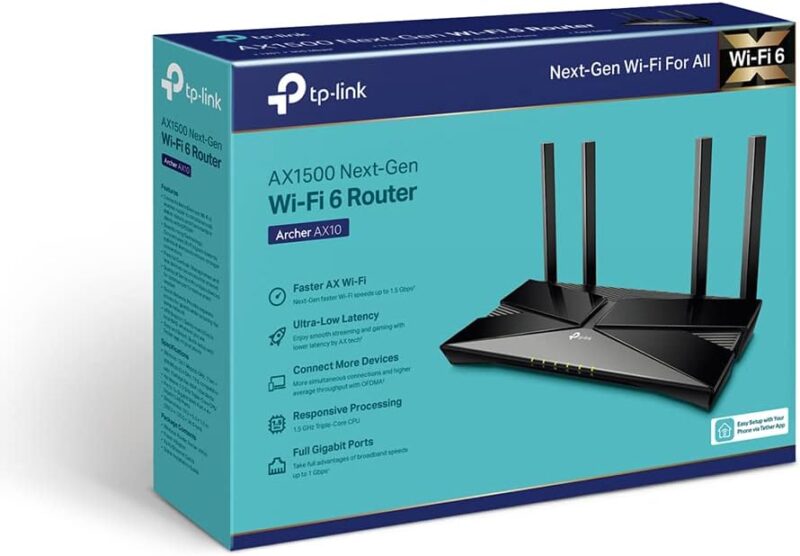 TP-Link Archer AX10 Next-Gen Wi-Fi 6 Router, AX1500 Mbps Gigabit Dual Band Wireless, OneMesh Supported, Beamforming & MU-MIMO, Ideal for Gaming Xbox/PS5/Steam and 4K, Works with Alexa - Image 8