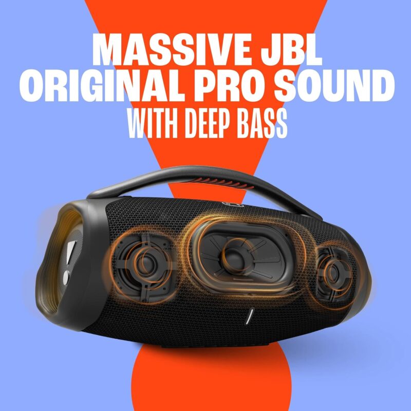 JBL Boombox 3 Wi-Fi Powerful Wi-Fi and Bluetooth Speaker, Deep Bass, 3-Way Speaker, 24H Battery, 3D Dolby Atmos, Waterproof & Dustproof, Built-In Charger, Self-Tuning Feature - Black, JBLBB3WIFIBLKUK - Image 8
