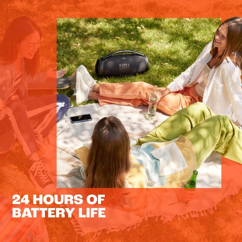 JBL Boombox 3 Wi-Fi Powerful Wi-Fi and Bluetooth Speaker, Deep Bass, 3-Way Speaker, 24H Battery, 3D Dolby Atmos, Waterproof & Dustproof, Built-In Charger, Self-Tuning Feature - Black, JBLBB3WIFIBLKUK - Image 9