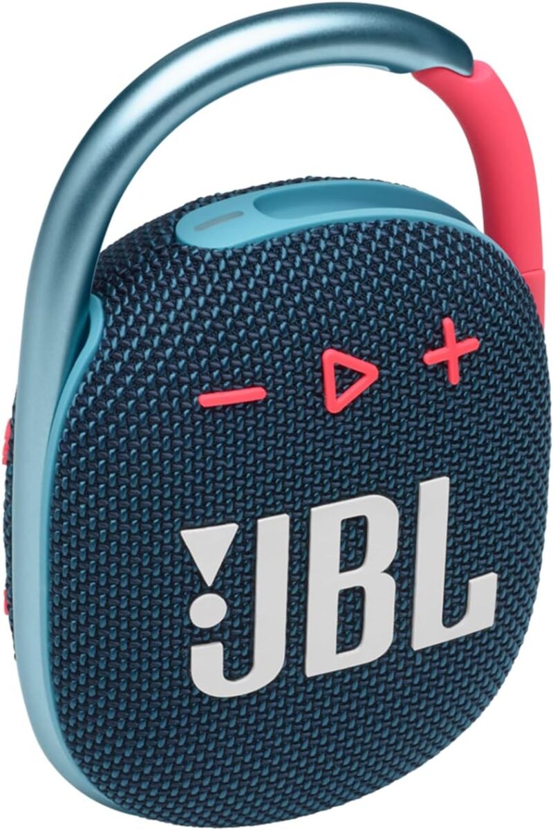 JBL Clip 4 Portable Bluetooth Speaker, JBL Pro Sound, Punchy Bass, Ultra-Portable Design, Integrated Carabiner, Clip Everywhere, IP67 Waterproof + Dustproof,Blue/Pink, JBLCLIP4BLUP