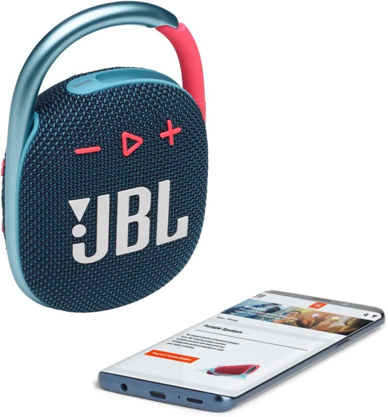 JBL Clip 4 Portable Bluetooth Speaker, JBL Pro Sound, Punchy Bass, Ultra-Portable Design, Integrated Carabiner, Clip Everywhere, IP67 Waterproof + Dustproof,Blue/Pink, JBLCLIP4BLUP - Image 8