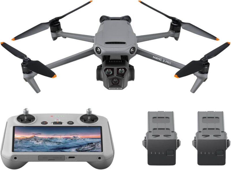 DJI Mavic 3 Pro Fly More Combo with DJI RC, Flagship Triple-Camera Drone with CMOS Hasselblad Camera, 15k video transmission, 3 Batteries, MOIAT Certified