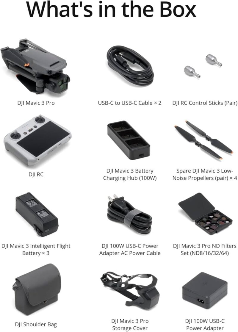 DJI Mavic 3 Pro Fly More Combo with DJI RC, Flagship Triple-Camera Drone with CMOS Hasselblad Camera, 15k video transmission, 3 Batteries, MOIAT Certified - Image 6