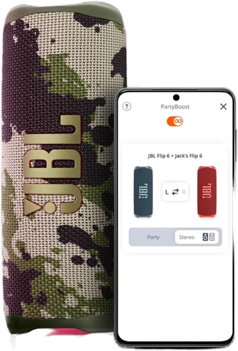 JBL Flip 6 Bluetooth Box in Squad colour - Waterproof Portable Speaker with 2-Way Speaker System for Powerful Sound - Up to 12 Hours of Wireless Music Play - Image 4