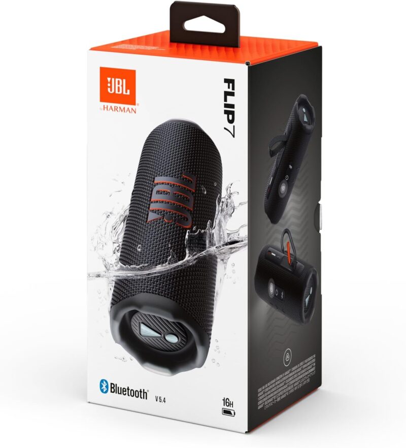 JBL Flip 7 - JBL Pro Sound with AI Sound Boost, up to 16 hours of playtime, multi-speaker connection via Auracast, and waterproof, dustproof, drop-proof design for all adventures – Black. - Image 4