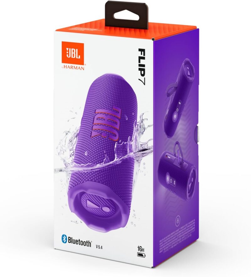 JBL Flip 7 - JBL Pro Sound with AI Sound Boost, up to 16 hours of playtime, multi-speaker connection via Auracast, and waterproof, dustproof, drop-proof design for all adventures – Purple. - Image 10