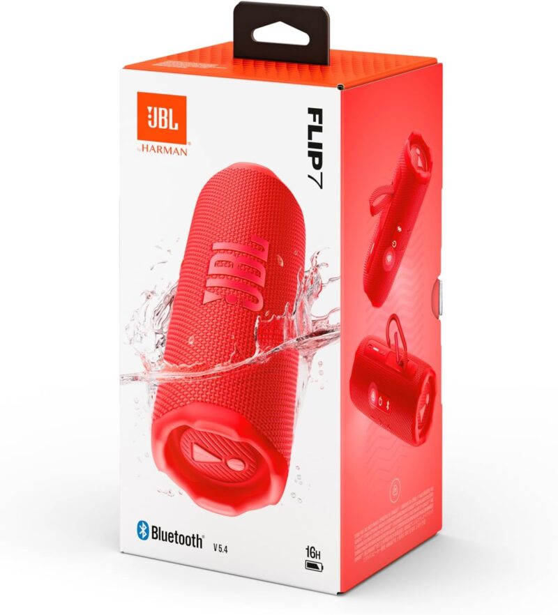 JBL Flip 7 - JBL Pro Sound with AI Sound Boost, up to 16 hours of playtime, multi-speaker connection via Auracast, and waterproof, dustproof, drop-proof design for all adventures – Red. - Image 9