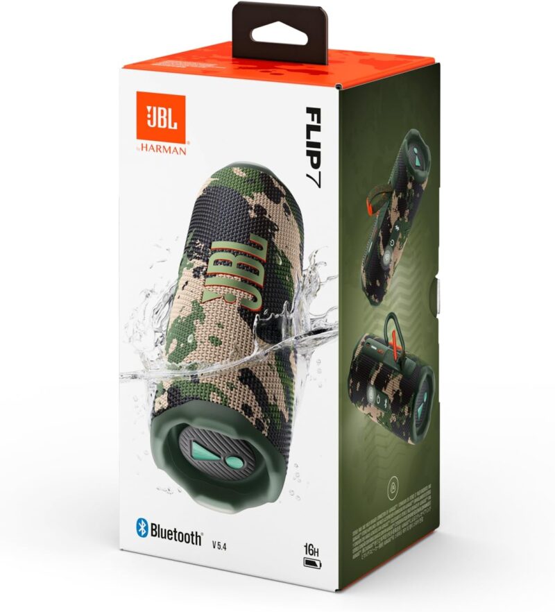 JBL Flip 7 - JBL Pro Sound with AI Sound Boost, up to 16 hours of playtime, multi-speaker connection via Auracast, and waterproof, dustproof, drop-proof design for all adventures – Squad. - Image 8
