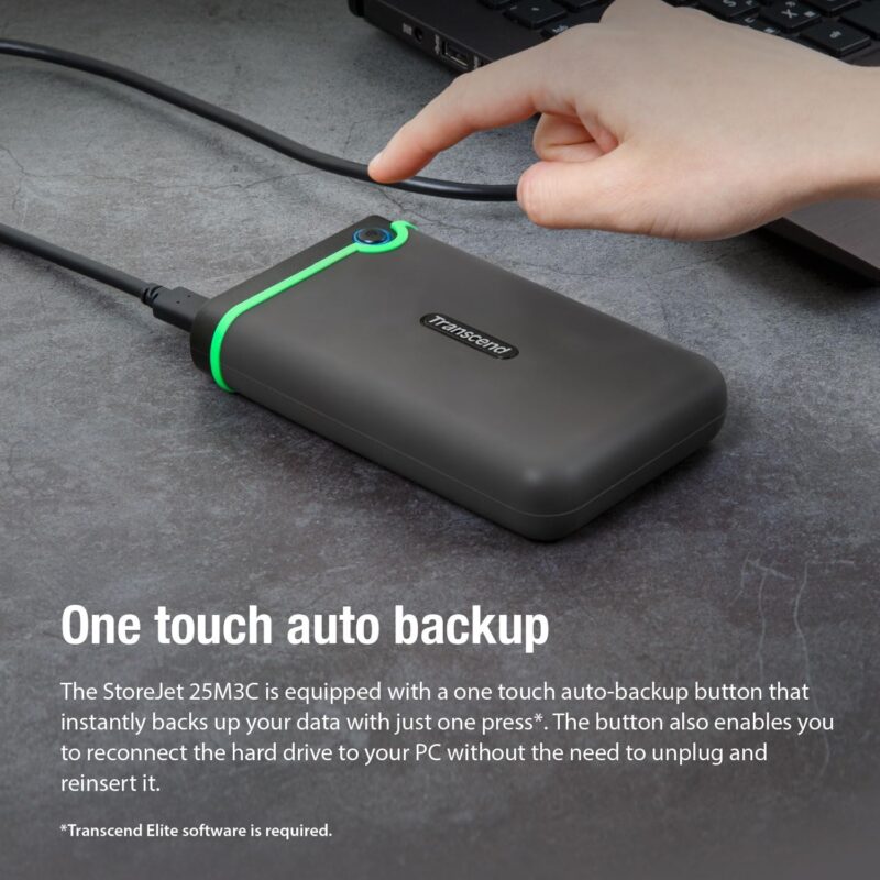 Transcend TS2TSJ25M3C 2TB Storejet 25M3C rugged 2,5inches USB Type C USB 3.1 Gen 1 interface Iron Gray, Black - Image 10