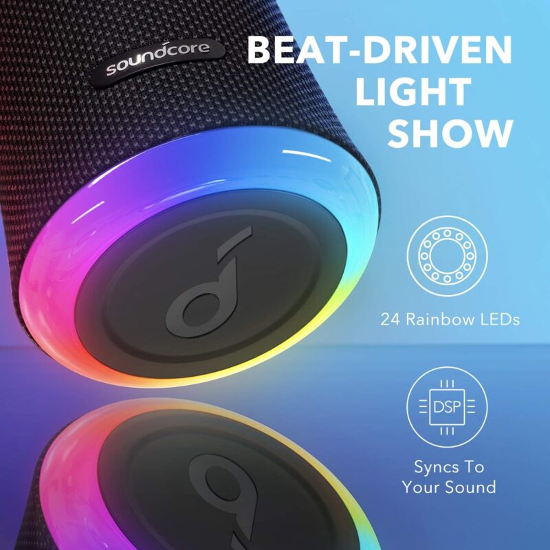 Soundcore Anker Flare 2 Bluetooth Speaker, with IPX7 Waterproof Protection and 360° Sound for Backyard and Beach Party, 20W Wireless Speaker with PartyCast, EQ Adjustment, and 12-Hour Playtime - Image 3
