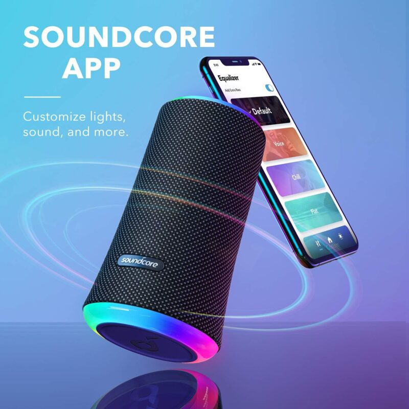 Soundcore Anker Flare 2 Bluetooth Speaker, with IPX7 Waterproof Protection and 360° Sound for Backyard and Beach Party, 20W Wireless Speaker with PartyCast, EQ Adjustment, and 12-Hour Playtime - Image 6