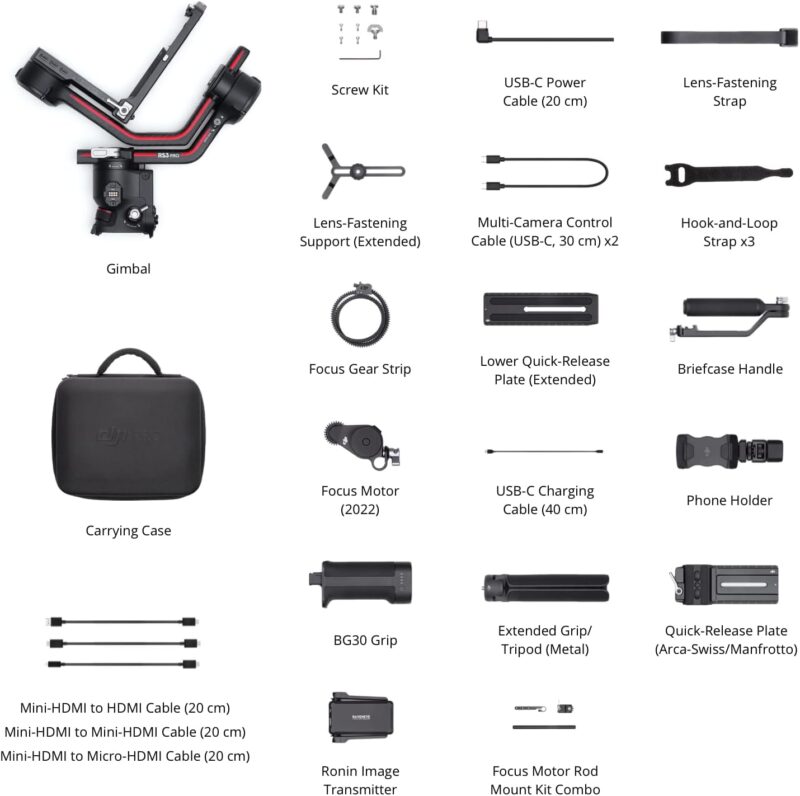 DJI RS 3 Pro Combo - 3-Axis Gimbal Stabilizer for DSLR and Cinema Cameras, Automated Axis Locks, Extended Carbon Fiber Axis Arms, O3 Pro Transmission - Image 5