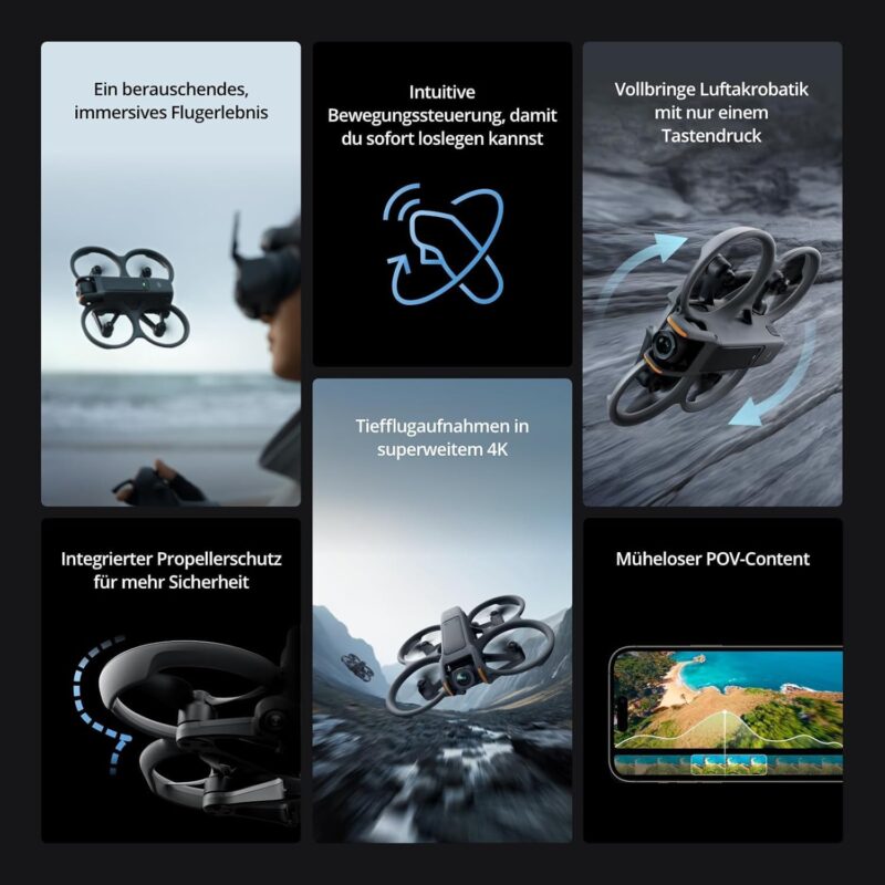 DJI Avata 2 Fly More Pack (3 Batteries), FPV Drone with 4K Camera, One Touch Stunts, Built-in Propeller Guard, Camera Drone with Goggles 3 and RC Motion 3 - Image 2