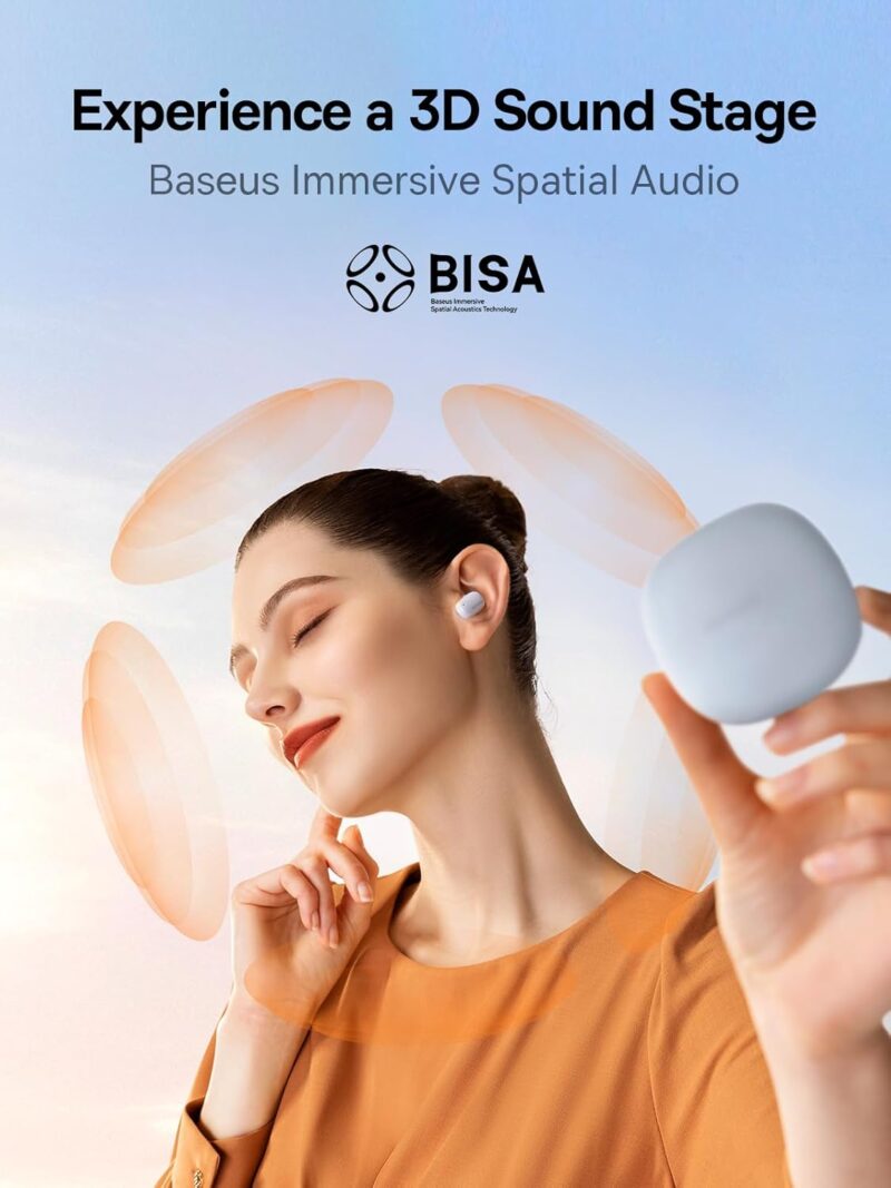 Baseus AirNora2 Wireless Earbuds, 42dB Active Noise Cancelling Bluetooth Headphones, 3D Spatial Audio, App Customized, 30H Playback, Ultra Low Latency, In-Ear Earphones for Gym/Sports/Gaming – Blue - Image 2