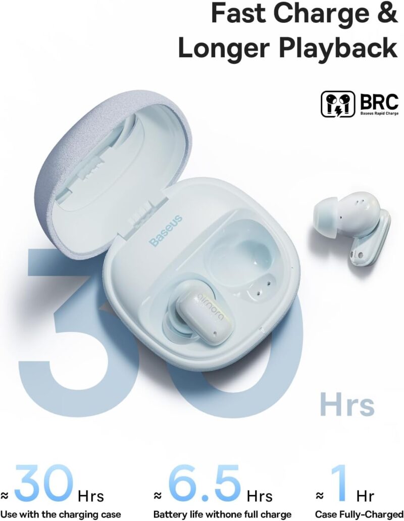 Baseus AirNora2 Wireless Earbuds, 42dB Active Noise Cancelling Bluetooth Headphones, 3D Spatial Audio, App Customized, 30H Playback, Ultra Low Latency, In-Ear Earphones for Gym/Sports/Gaming – Blue - Image 3