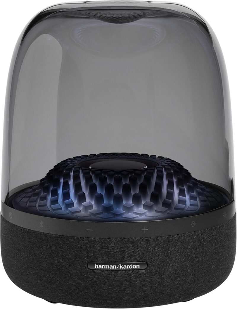 Harman Kardon Aura Studio 4 - Premium Bluetooth Home Speaker with Superior Sound, Diamond-Effect Lighting, and Eco-Friendly Design, HKAURAS4BLKUK, Black
