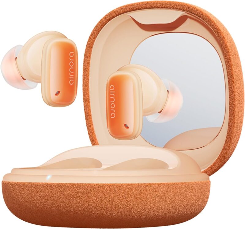 Baseus AirNora2 Wireless Earbuds, 42dB Active Noise Cancelling Bluetooth Headphones, 3D Spatial Audio, App Customized, 30H Playback, Ultra Low Latency, In-Ear Earphones for Gym/Sports/Gaming – Orange