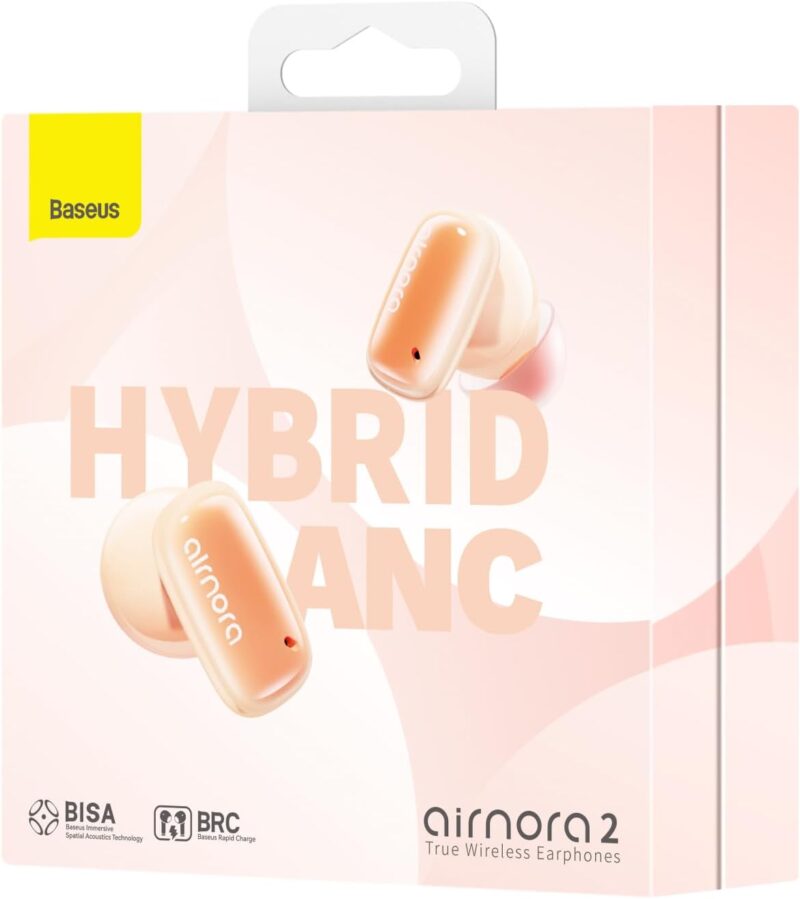 Baseus AirNora2 Wireless Earbuds, 42dB Active Noise Cancelling Bluetooth Headphones, 3D Spatial Audio, App Customized, 30H Playback, Ultra Low Latency, In-Ear Earphones for Gym/Sports/Gaming – Orange - Image 9
