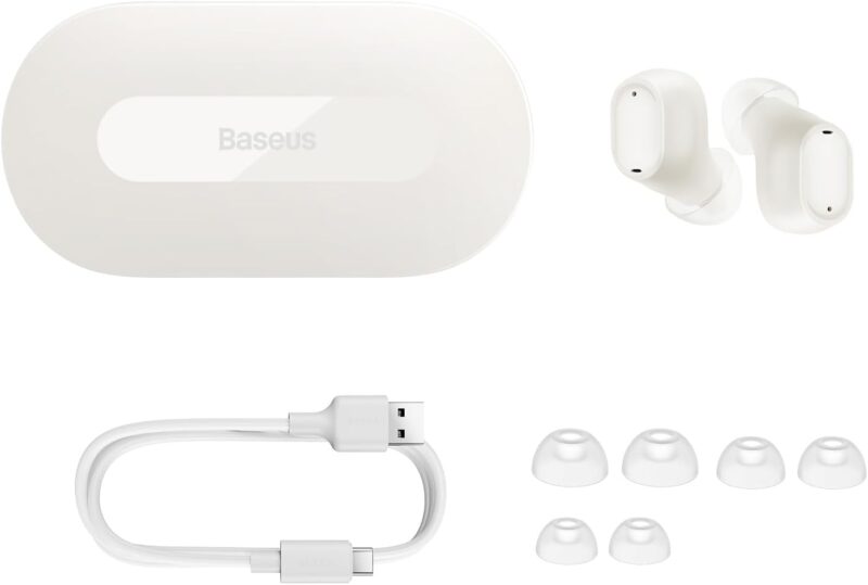 Baseus Bowie EZ10 True Wireless Earbuds, Mini In-Ear Wireless Headphones With Bluetooth 5.3, Smart Touch Control Wireless Earphone and Earpods, 25H Playtime With Type C Rapid Charging Case – White - Image 8