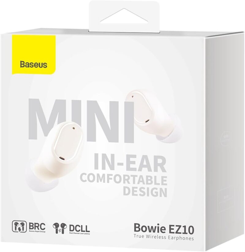 Baseus Bowie EZ10 True Wireless Earbuds, Mini In-Ear Wireless Headphones With Bluetooth 5.3, Smart Touch Control Wireless Earphone and Earpods, 25H Playtime With Type C Rapid Charging Case – White - Image 9