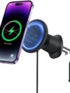 Baseus Magnetic Car Phone Holder CW01 to Ventilation Grid with USB-C Car Charger, 15W + 25W (Black)