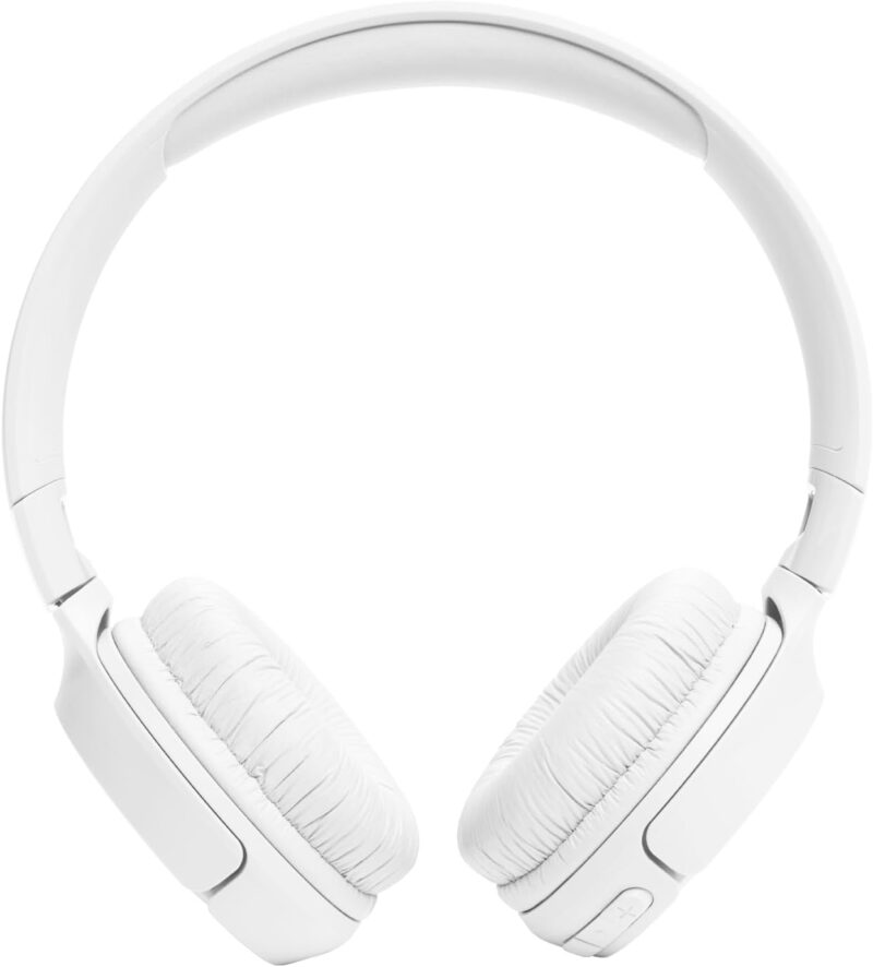 JBL Tune 520BT Wireless On-Ear Headphones, Pure Bass Sound, 57H Battery with Speed Charge, Hands-Free Call + Voice Aware, Multi-Point Connection, Lightweight and Foldable - White, JBLT520BTWHTEU