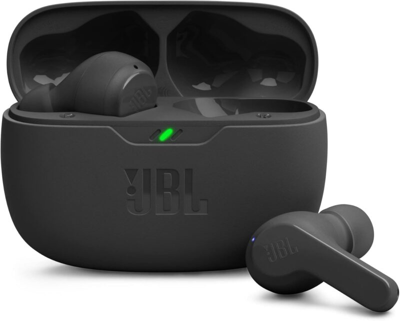 JBL Wave Beam True Wireless Earbuds, Deep Bass, Comfort Fit, 32H Battery, Smart Ambient, TalkThru, Hands-Free + VoiceAware, Water and Dust Resistant - Black, JBLWBEAMBLK