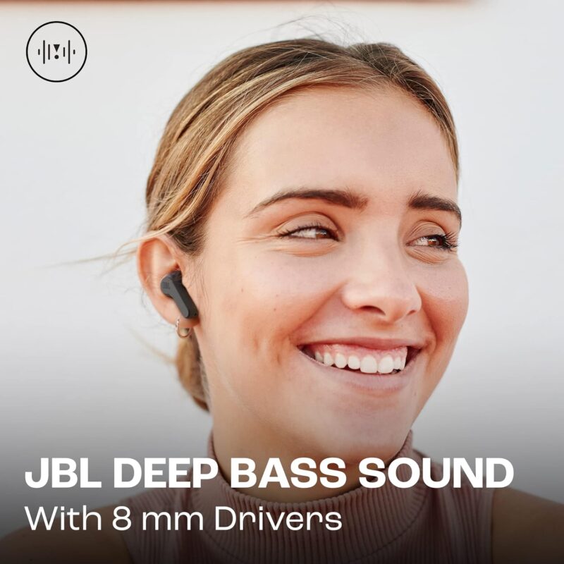 JBL Wave Beam True Wireless Earbuds, Deep Bass, Comfort Fit, 32H Battery, Smart Ambient, TalkThru, Hands-Free + VoiceAware, Water and Dust Resistant - Black, JBLWBEAMBLK - Image 6