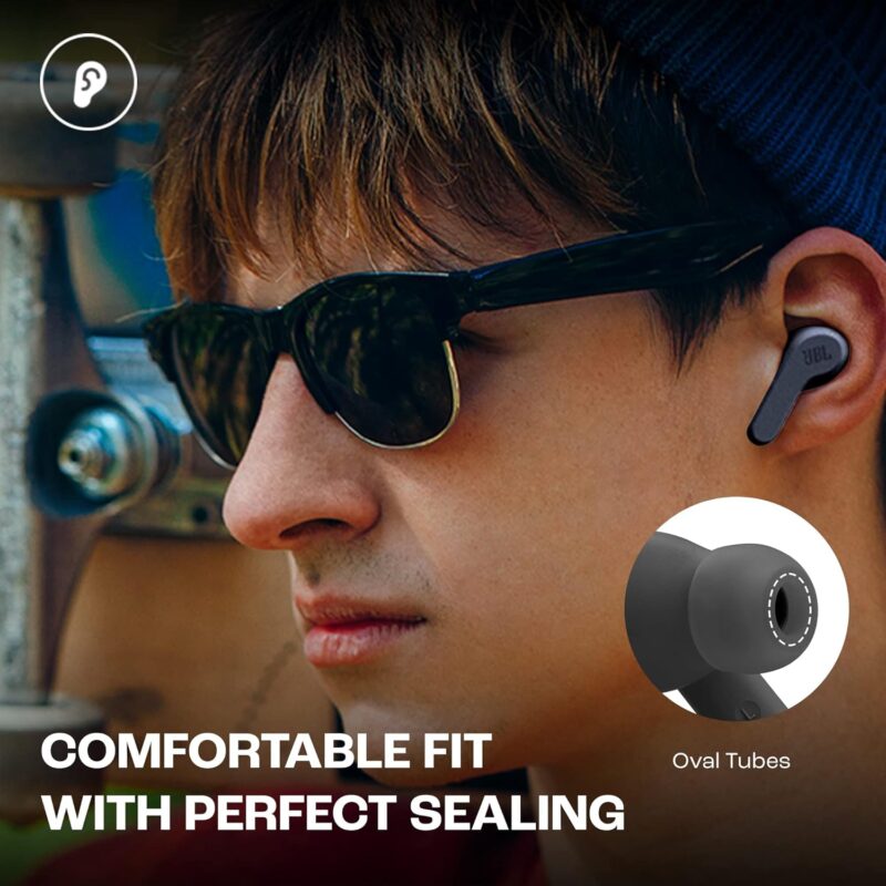 JBL Wave Beam True Wireless Earbuds, Deep Bass, Comfort Fit, 32H Battery, Smart Ambient, TalkThru, Hands-Free + VoiceAware, Water and Dust Resistant - Black, JBLWBEAMBLK - Image 5