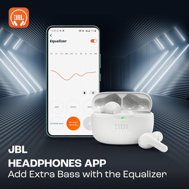 JBL Wave Beam True Wireless Earbuds, Deep Bass, Comfort Fit, 32H Battery, Smart Ambient, TalkThru, Hands-Free + VoiceAware, Water and Dust Resistant - White, JBLWBEAMWHT - Image 7