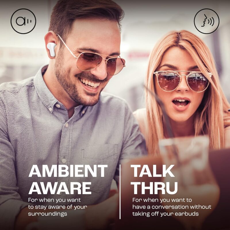 JBL Wave Beam True Wireless Earbuds, Deep Bass, Comfort Fit, 32H Battery, Smart Ambient, TalkThru, Hands-Free + VoiceAware, Water and Dust Resistant - White, JBLWBEAMWHT - Image 2