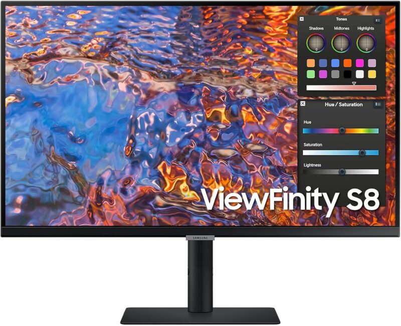 Samsung ViewFinity S8 27" UHD (3,840 x 2,160) monitor with IPS panel, 60Hz refresh rate and 5ms response time, USB type-C, Charging Power 90W, TUV certified Eye Care - UAE Version - LS27B800PXMXUE