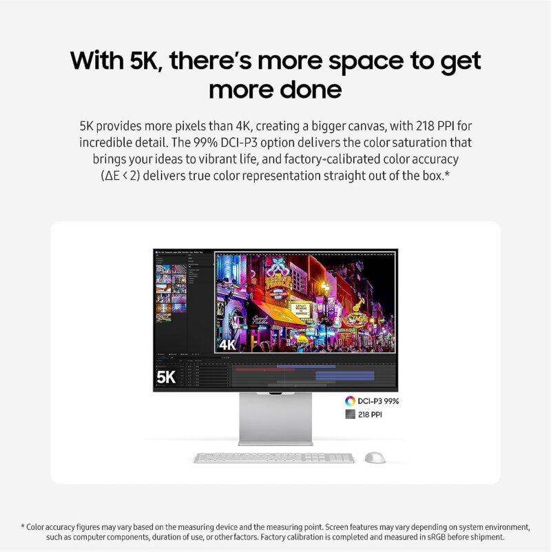 Samsung 27-Inch ViewFinity S9 IPS 5K Monitor With Thunderbolt 4, Mini-DisplayPort, Matte Display, 4K Slimfit Camera, Slim Metal Design, AirPlay, Smart TV Apps, Gaming Hub,for Windows and Mac - Image 3