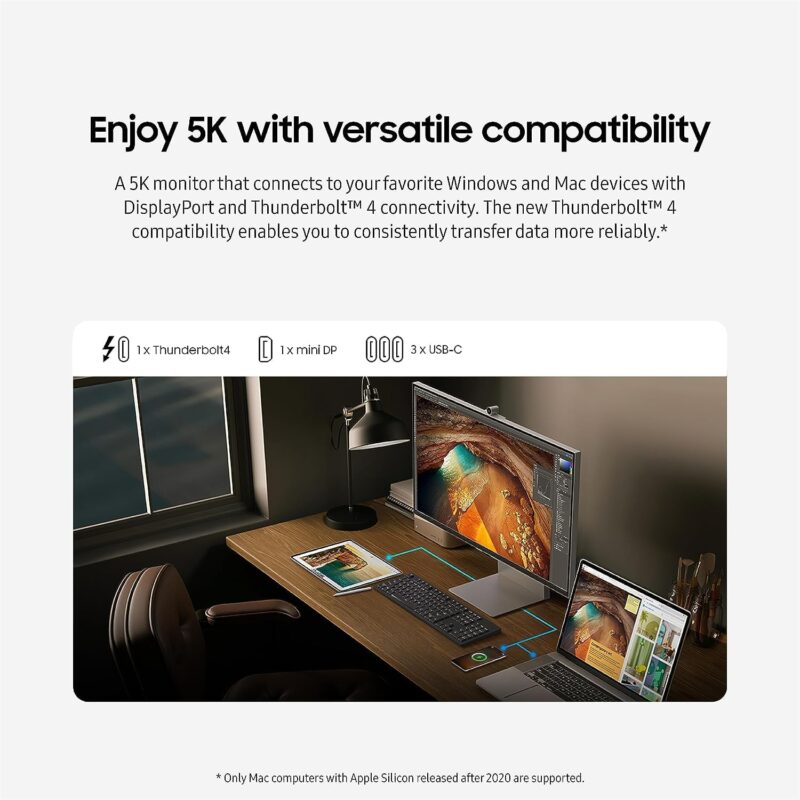 Samsung 27-Inch ViewFinity S9 IPS 5K Monitor With Thunderbolt 4, Mini-DisplayPort, Matte Display, 4K Slimfit Camera, Slim Metal Design, AirPlay, Smart TV Apps, Gaming Hub,for Windows and Mac - Image 6