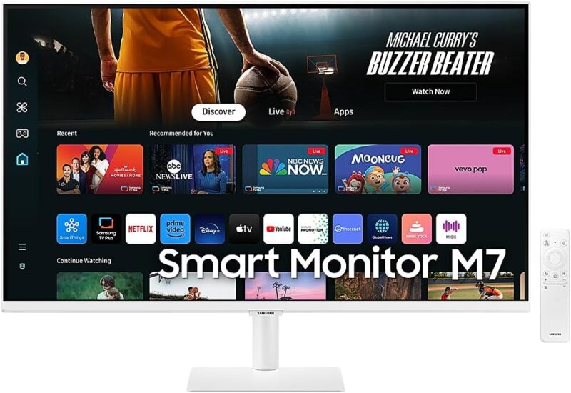 Samsung M7 2024 Smart Monitor32" VA 4K UHD M70D Smart Screen With Speaker,HDMI,USB-C,USB Hub,WiFi, White|LS32DM703UMXUE