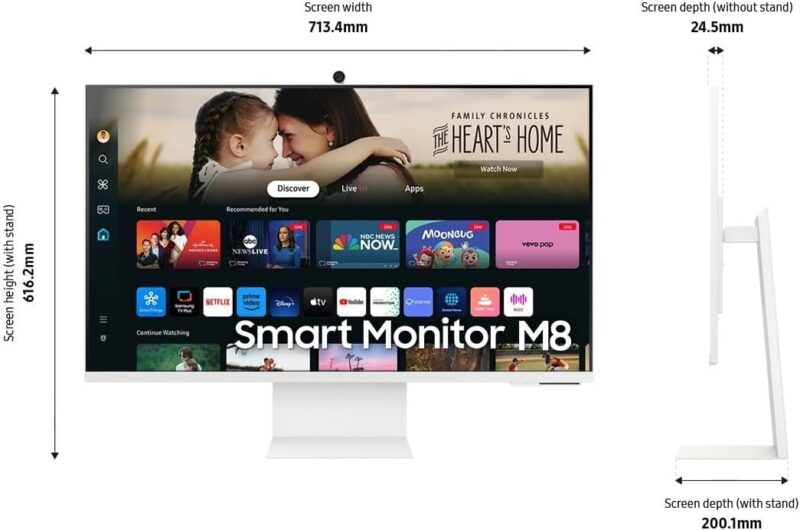 Samsung M8 2024 Smart Monitor, 32 inch, Wifi, Bluetooth, Speaker, 4K, White (3,840 x 2,160)|LS32DM801UMXUE - Image 5