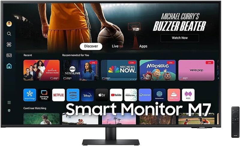 Samsung M7 2024 Smart Monitor 43" VA 4K UHD M70D Smart Screen With Speaker,HDMI,USB-C,USB Hub,WiFi, Black|LS43DM702UMXUE