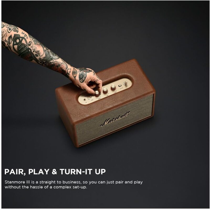 Marshall Stanmore III 50W Premium Home Wireless Speaker with Bluetooth 5.2 and Multiple Inputs - Enjoy Signature Marshall Sound (Brown) - Image 3