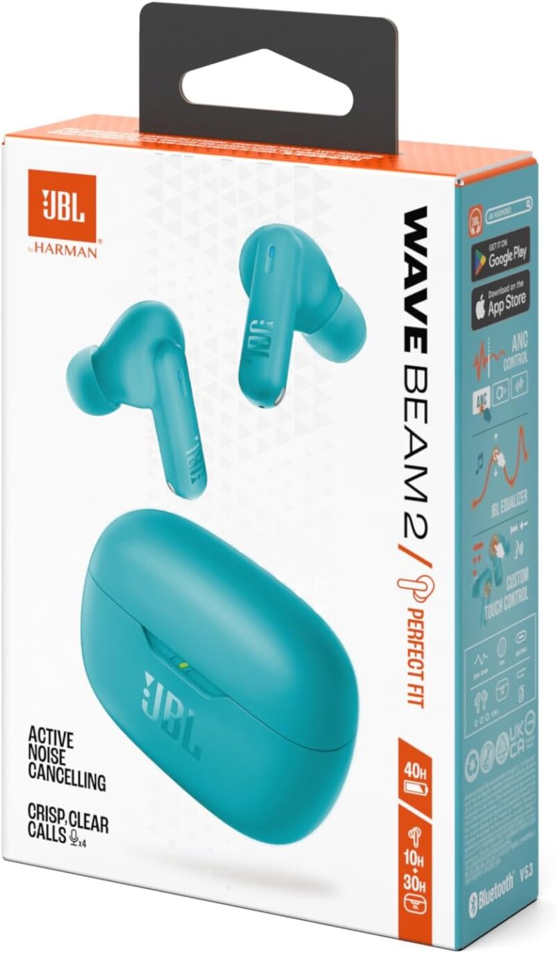 JBL Wave Beam 2 Adaptive Noise Cancelling with Smart Ambient True Wireless Earbuds, Deep Bass, Comfort Fit, 40H Battery, Hands-Free + VoiceAware, Water and Dust Resistant - JBLWBEAM2BLU, Blue - Image 7