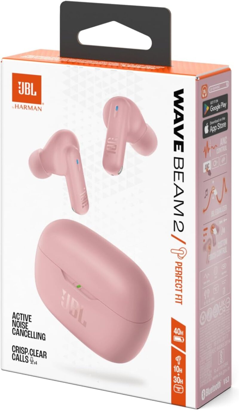 JBL Wave Beam 2 Adaptive Noise Cancelling with Smart Ambient True Wireless Earbuds, Deep Bass, Comfort Fit, 40H Battery, Hands-Free + VoiceAware, Water and Dust Resistant - Image 5