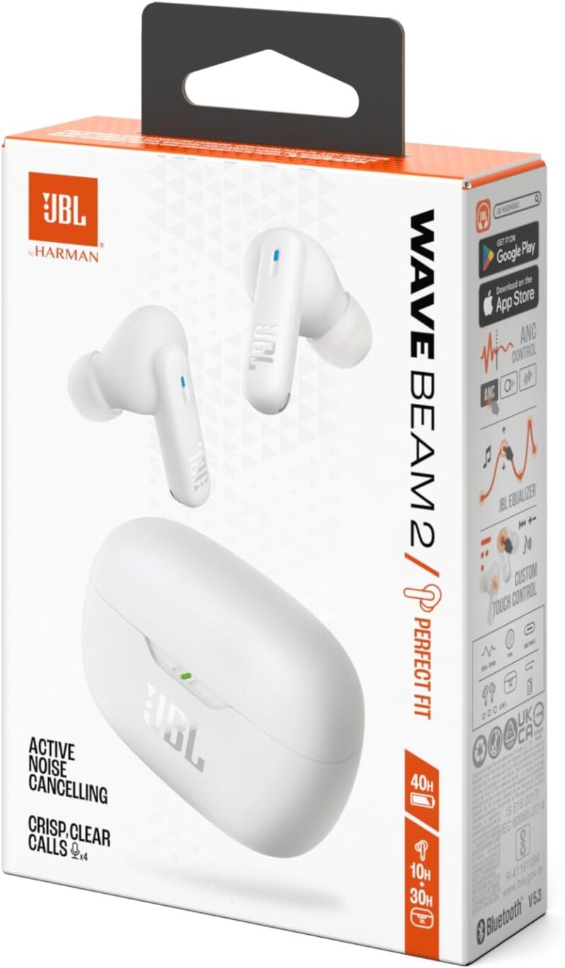 JBL Wave Beam 2 Adaptive Noise Cancelling with Smart Ambient True Wireless Earbuds, Deep Bass, Comfort Fit, 40H Battery, Hands-Free + VoiceAware, Water and Dust Resistant - Image 6