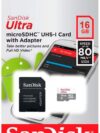 SanDisk Ultra Micro SD Card Android - Class 10-16GB with Adaptor